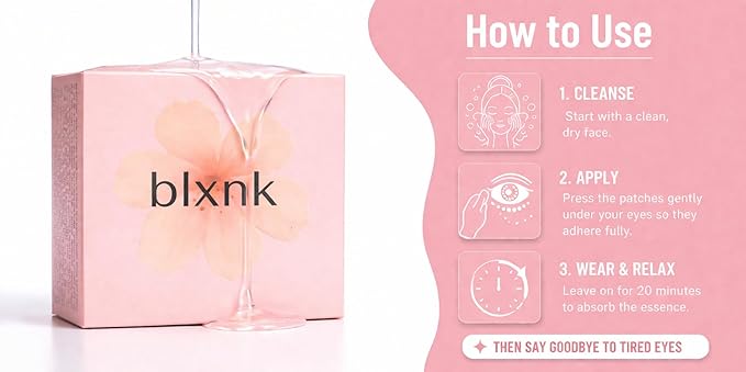 blxnk RADIANCE Under Eye Patches - 60 Hydrogel Eye Masks to Depuff, Hydrate & Brighten Dark Circles, Puffy Eyes & Bags - Asian Beauty Inspired, Cooling & Soothing with Niacinamide, Caffeine, Peptides