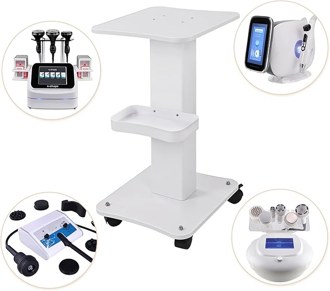 Beauty Trolley Cart with Wheels, 3 Tier Aluminum Beauty Rolling Cart, Hair Salon, Spa Salon, Vacuum Therapy Machine Trolley, Load 135lbs, 26.7 x 13.8 x 15 inch