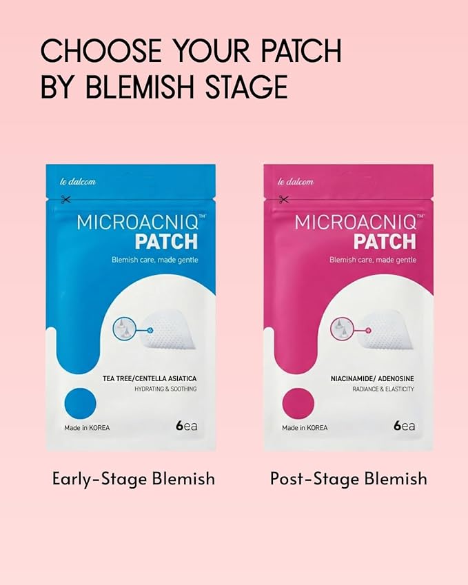 le dalcom Korean Micro-darts Patch, Post Blemish Dark Spot Care for Radiance & Elasticity, Brighter-looking Skin Tone, Niacinamide & Adenosine, Individual Blister Package (18 Patches)