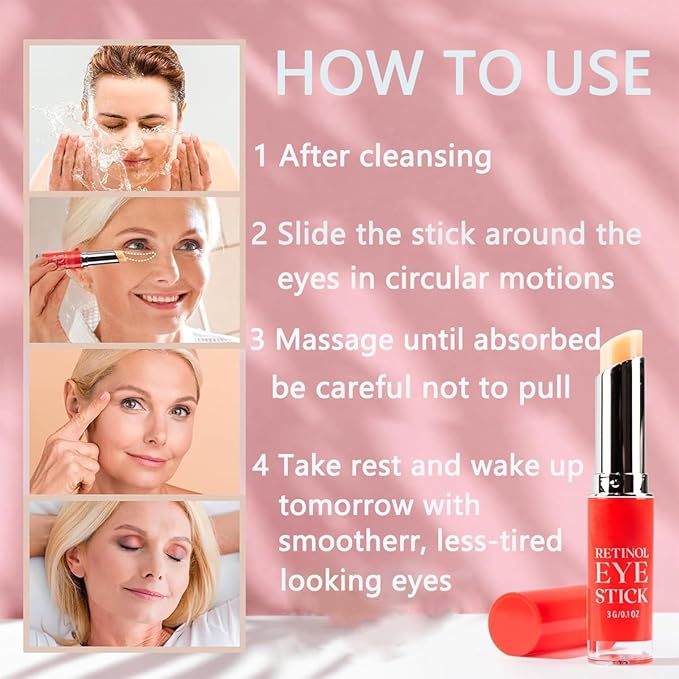 Retinol Eye Stick, retinol Anti-Aging Eyes Stick, Retinols Eye Balm, Relieves Dark Circle and Puffiness, Essence Liquid for Female Eyes Care Mild (1Pcs)