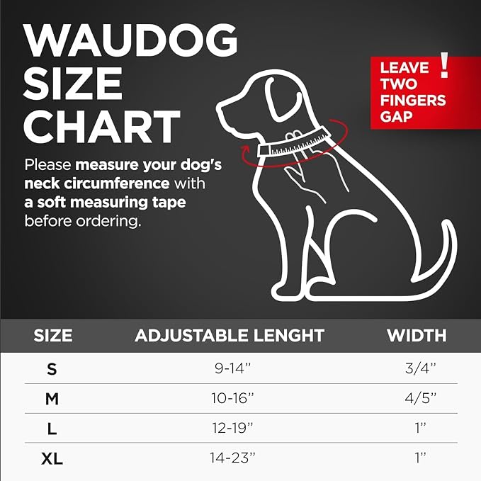 WAUDOG Waterproof Dog Collar Airtag Holder QR Tag Small Medium Large Dogs | Water and Dirt Resistant, Quick Dry QR Pet Tag Adjustable Durable Comfort for Male and Female Dogs Outdoor Walking Training
