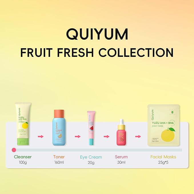 Skin Care Set for Oily/Combination Ance Skin, Natural Fruit Skincare Kit with Salicylic Acid, Vit-C & Peptide, Birthday Gifts for Women | Oil Control | Brightening | Anti-Acne | Gift Sets
