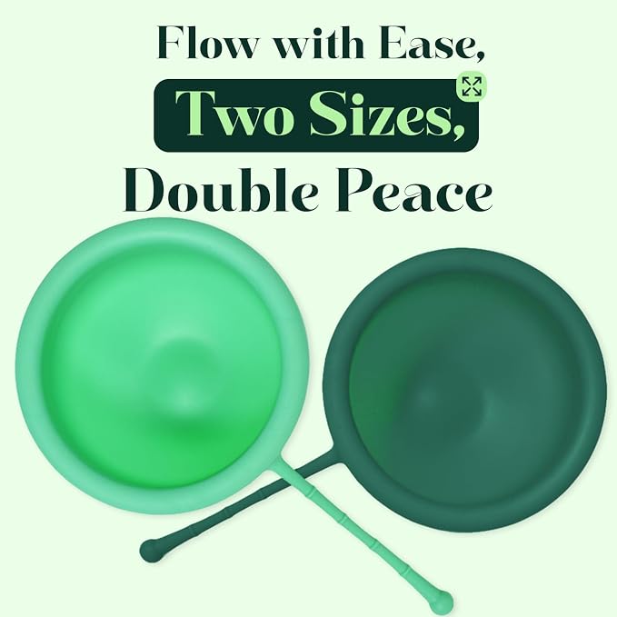 SHORDY Reusable Menstrual Disc Set of 2 (Small & Large), 100% Medical-Grade Silicone, Flexible & Leak-Free Period Disc, Eco Friendly Feminine Hygiene & Care | Tampons, Pads & Cups Alternative (Green)