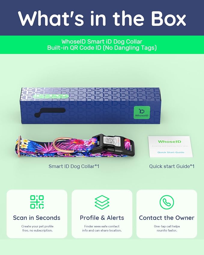 Dog Collar for Large Dogs with Smart QR Tags