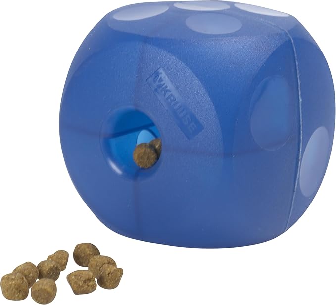 Kruuse Buster Soft Cube โ Mini, Blue โ Quiet Interactive Treat Dispensing Toy for Small Dogs โ Durable, Mentally Stimulating Puzzle Feeder for Slow Eating & Enrichment
