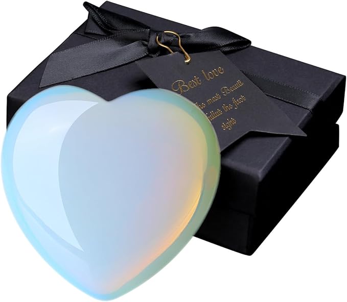 MAIBAOTA 60 mm Opalite Crystal Large Heart Love Stone Healing Crystals Heart Stone for Women Natural Reiki Gemstone Polished Heart Shaped Rocks Meditation
