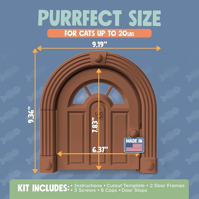Purrfect Portal Meow Manor® Cat Door Interior Door - No-Flap, Fits Cats Up to 20 lbs, Easy DIY Setup, No Training Needed
