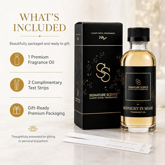 Luxury Hotel Diffuser Oil for Hotels and Homes - Aromatherapy Oils for use with an Essential Oil Diffuser at Home - Fragrance-Scent Diffuser Oil Blend (Midnight in Miami) 4.05fl oz (120ml)