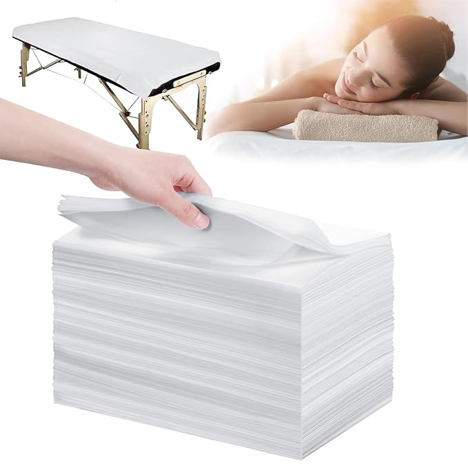 100 Pcs Disposable Massage Table Sheets,31" x 71" Massage Table Cover,Disposable Bed Sheets,sábanas desechables para camilla,Non Woven Fabric SPA Massage Bed Cover for Massage Beauty Tattoos(White)