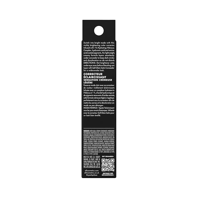 e.l.f. Soft Glam Brightening Corrector, Helps Minimize Dark Circles & Discoloration, Hydrating With A Natural Finish, Vegan & Cruelty-Free, White