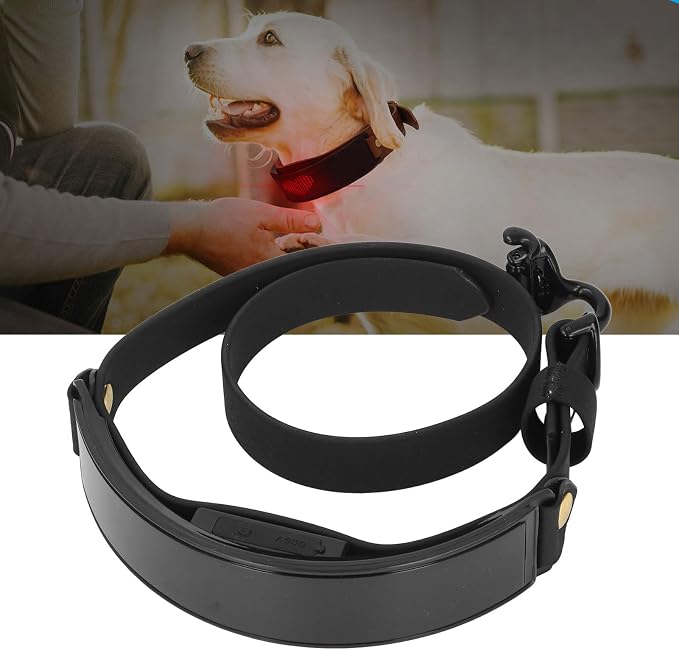 LED Dog Collar Smart DIY Screen Rechargeable Light Up Collar, Glowing Pet Necklace with APP Control, Luminous Glow in The Dark for Night Walking Safety (Red Light)