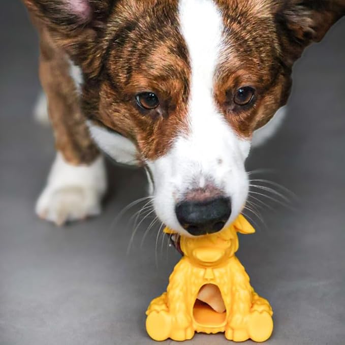 Yeti Puff & Play Interactive Dog Toy, Nugget Treat Dispenser, Yellow Yak