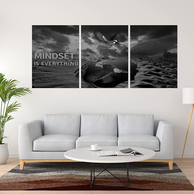 Yetaryy 3 Panels Inspirational Canvas Painting Motivational Wall Art Success Framed Poster Grind Hustle Positive Quotes Wall Poster Office Inspirational Décor 72''W x 36''H (Animals-HeiYing-3XL)