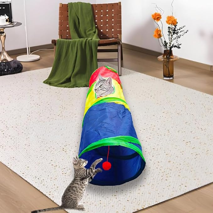 Cat Tunnel Tube Toys,Tunnels for Indoor Cats, 2 Way Foldable