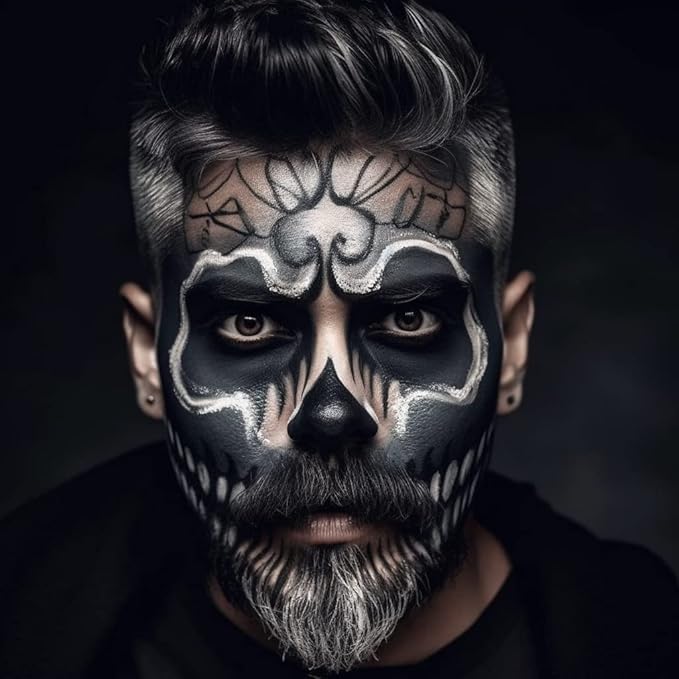 Face and Body Paint (water-based)– (30gm)Non-Toxic High-Quality Paint for Children and Adults Halloween Makeup, Costumes, Festivals (Black & White)