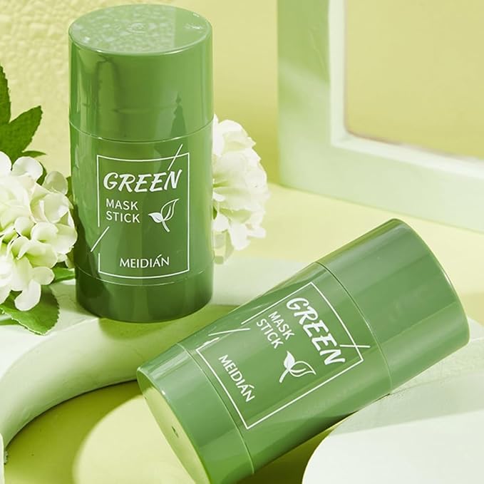 2Pcs Green Tea Clay Mask Stick For Face, Blackhead Remover For Face, Deep Pore Cleansing, Moisturizing, Skincare Facial Mask for Refining Pores and Controlling Oil (Green Tea 2Pcs)