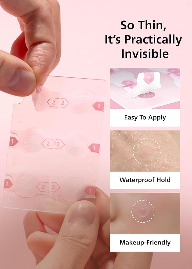 Easyderm Real Calming Patch Pimple Patches, Niacinamide, Hyaluronic Acid, EGF, K-Beauty Skincare | 6 Patches per Pack, 4 Packs (24 Total) Micro Point length : 285μm