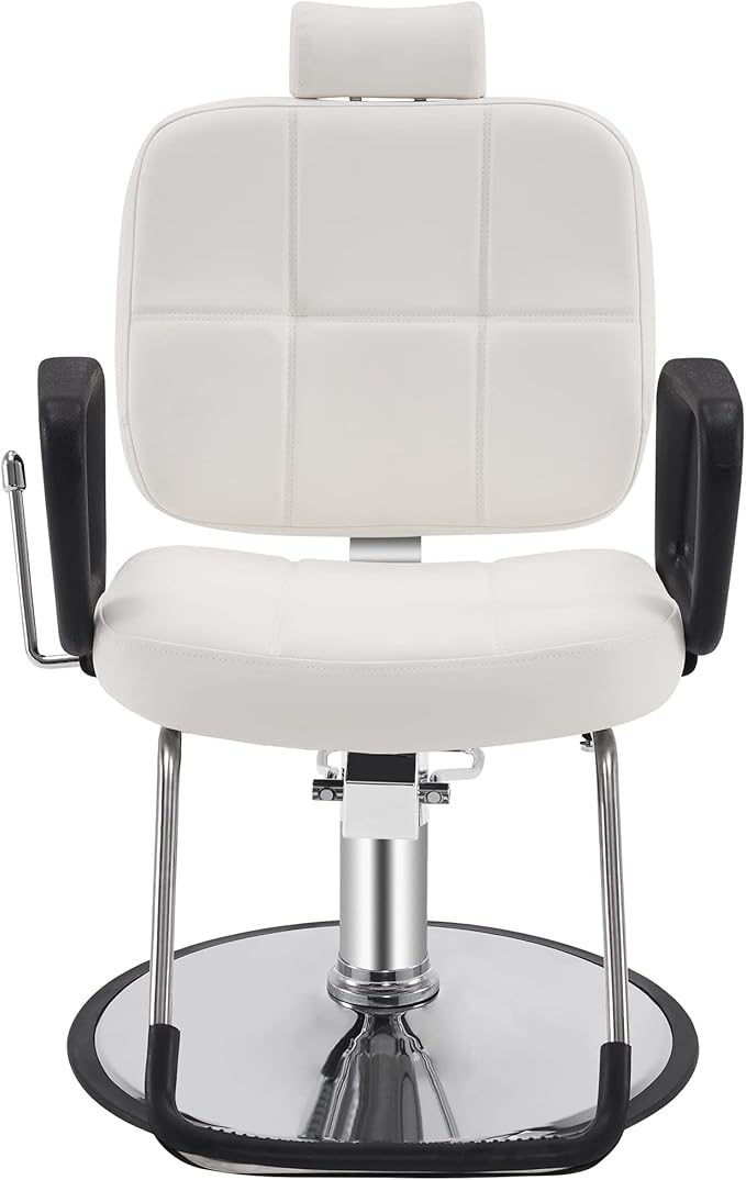 BarberPub Reclining Hydraulic Barber Chair Salon Beauty Spa Shampoo Equipment 2059 (White)