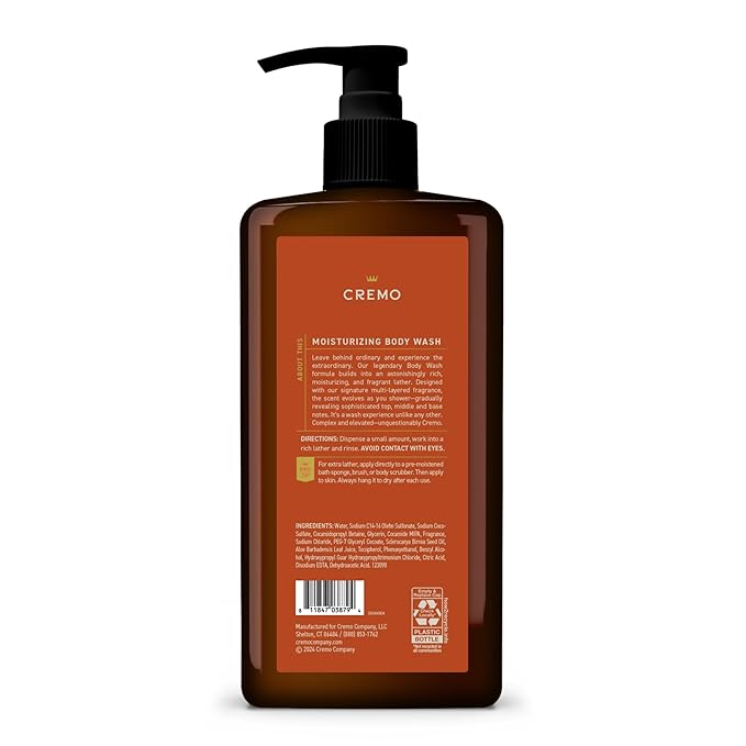 Cremo Rich-Lathering Golden Amber Body Wash for Men, 32 Fl Oz