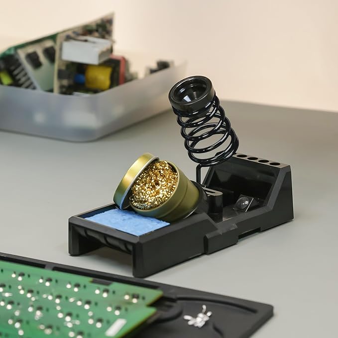 YIHUA X-4 Premium Soldering Iron Holder with Brass Wool, Cleaning Sponge and Solder Tip Slots