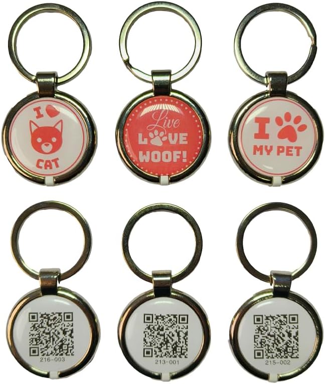Dog Tags Personalized Chip 213/215/216, QR Code Pet ID Tags for Dog Collar, Online Profile with Dog Cat Tag Scan QR Receive Instant Pet Location (1, Red, 213-001)