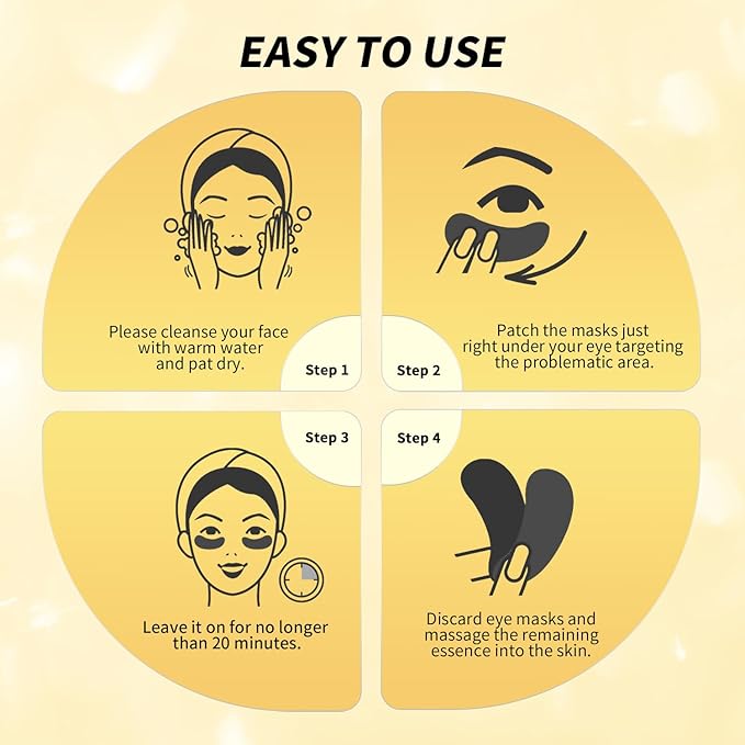 Under Eye Patches(48 Pairs), 24K Gold, Caffeine, Retinol Eye Masks for Puffy Eyes, Wrinkles, Dark Circles, Undereye Bags Treatment - Restoring & Awakening & Moisturizer Skin care Gift for Women