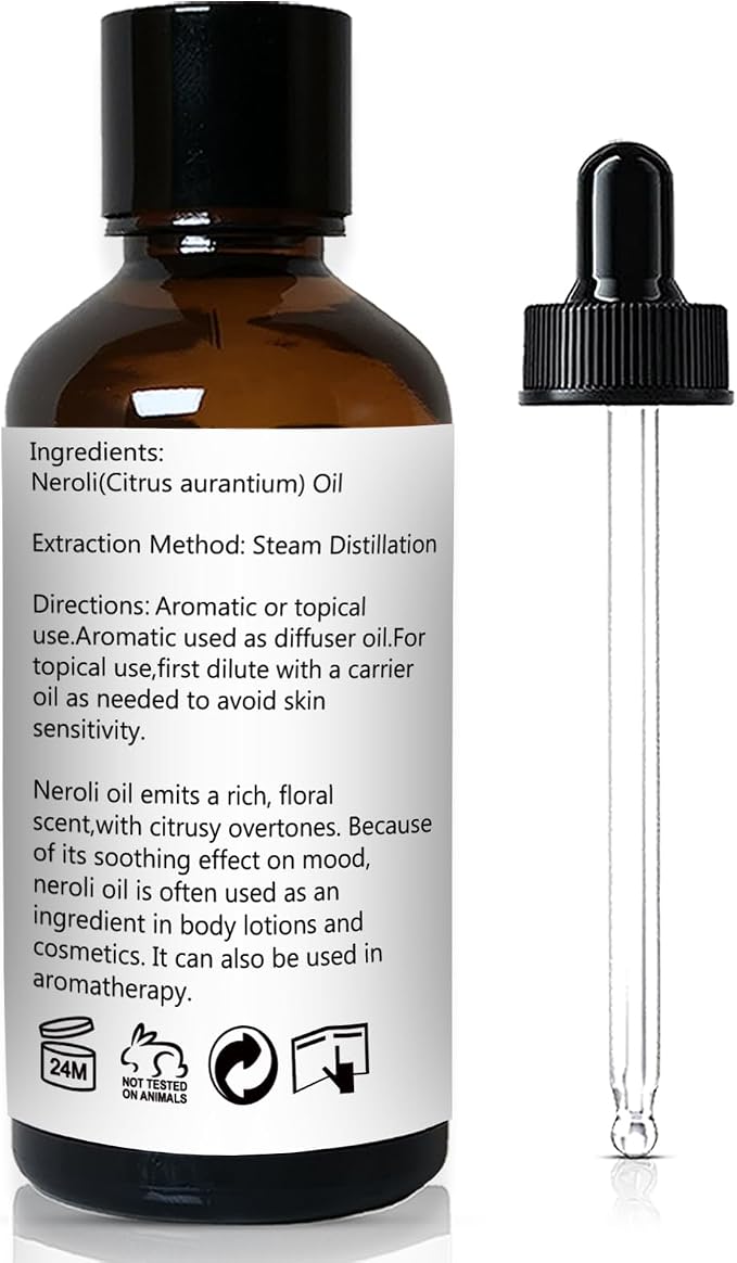 GM Gumili Neroli Essential Oil for Diffuser, Candles, Perfume, Skin - 100% Pure Orange Blossom Oil - 1 Fl Oz