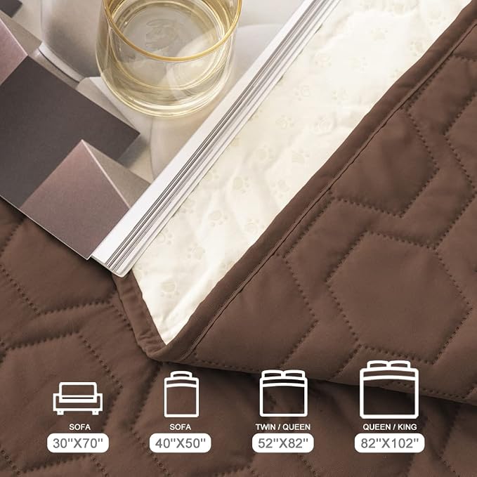 Tcksstex Waterproof and Anti-Slip Dog Bed Cover and Pet Blanket Sofa Pet Bed Mat car Incontinence Mattress Protectors Furniture Couch Cover for Most Cats Dogs, Pets(40x50-Chocolate)