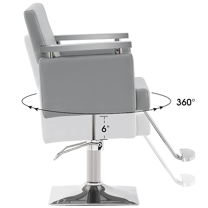 BarberPub Classic Hydraulic Barber Chair Styling Salon Chair for Hair Stylist Beauty Spa Equipment 8808 (Grey)