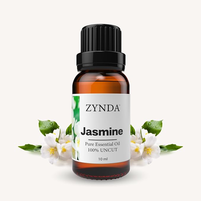 Jasmine Essential Oil 100% Pure and Natural – Organic Jasmine Oil Extract for Skin Care, Hair Treatment, Diffuser, Relaxing Aromatherapy, Body Massage, and Premium Floral Fragrance – 10ml