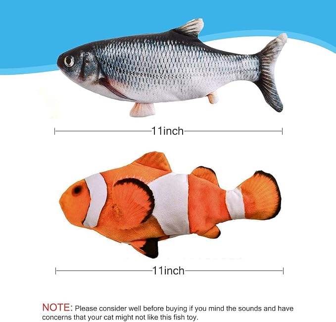 Interactive Cat Toys Flopping Fish with Catnip, Motion Activated Cat Toy