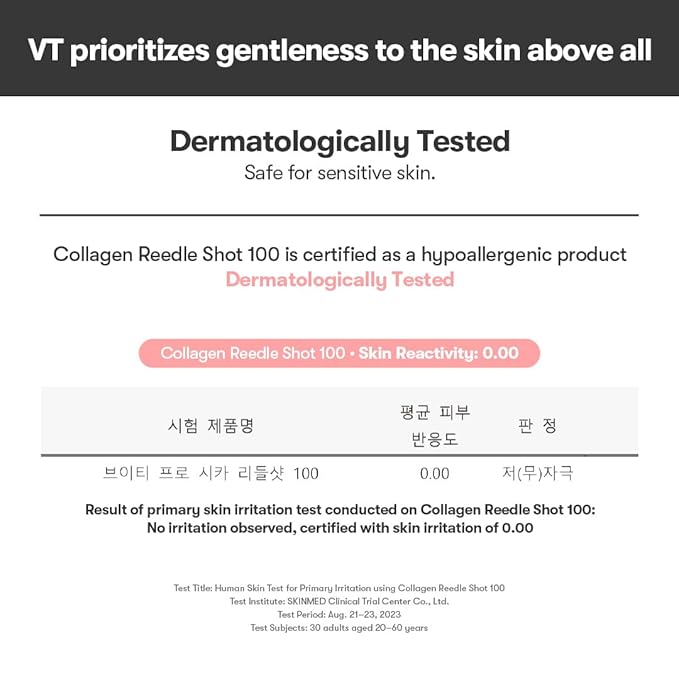 VT COSMETICS Pink Reedle Shot 100, Collagen Microneedling Serum, Firming & Elasticity, 500Da Collaagen Extract, Soft & Glass Skin, Pink Collaagen Serum, Korean Skin Booster 1.69Fl Oz(50ml)