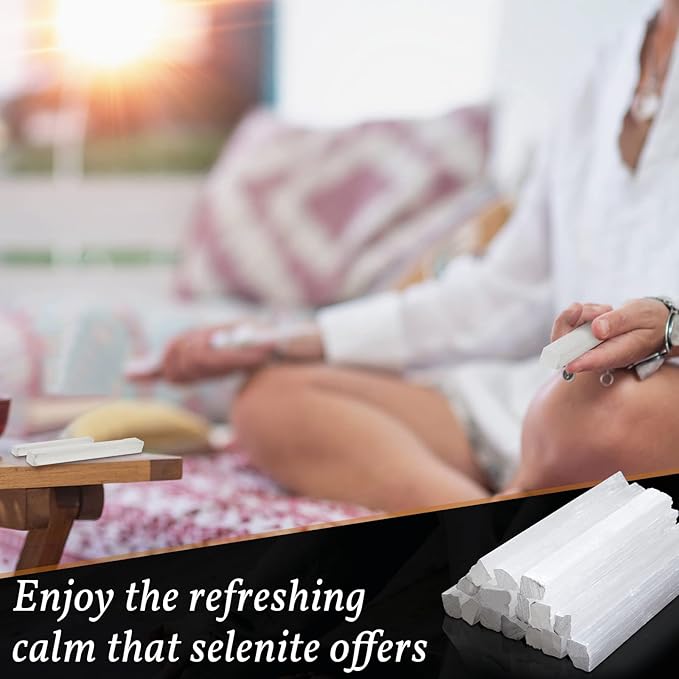 Tessco for you 12 Pieces 6 to 8 Inches Selenite Crystal Wands Selenite Sticks White Crystals and Healing Stones Spiritual Long Healing Crystals Stick for Reiki Metaphysical Energy Witchcraft