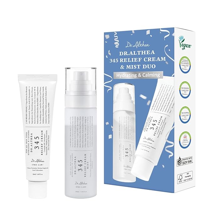 Dr.Althea 345 Relief Cream & Mist Duo | Soothing Recovery & Moisture for Sensitive Skin | Korean Vegan Skin Care Set for All Skin Types