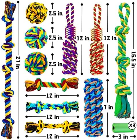 SHARLOVY Dog Rope Toy for Medium Dogs, 14 Pack Heavy Duty Dog Chew Toys