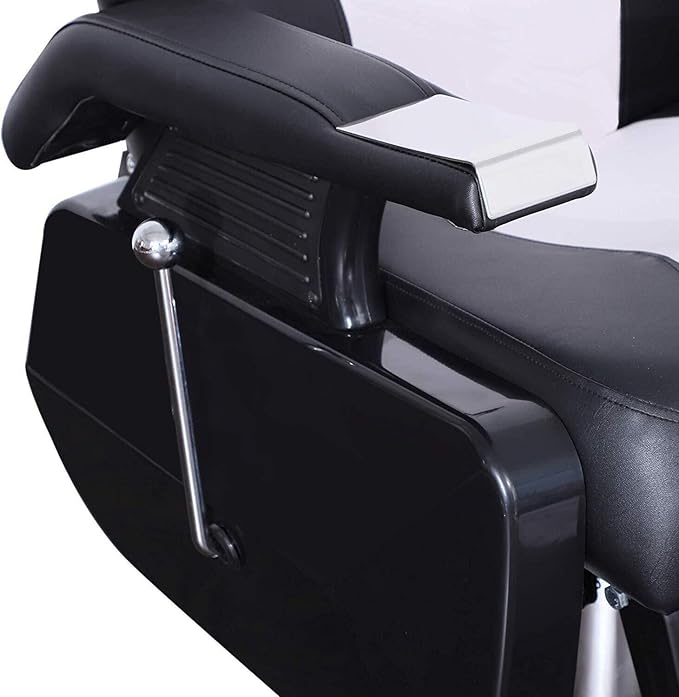 BarberPub Heavy Duty Reclining Barber Chair, All Purpose Hydraulic Salon Chairs for Hair Stylist, Barbershop Salon Tattoo 2688 (Black-White)