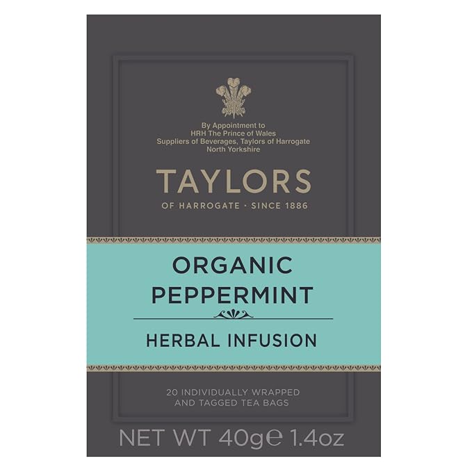 Taylors of Harrogate Organic Peppermint Herbal Tea, 20 Teabags (Pack of 2)