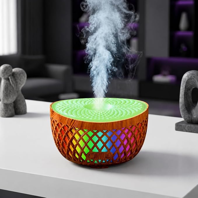Essential Oil Diffuser for Home, 120ml Zen Aromatherapy Humidifier with 7-Color Gradient LED Night Light, Silent Mist Maker, One-Touch Control for Bedroom, Office, Desk, Gift