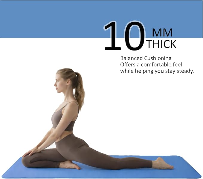 Thick and Wide Yoga Mat 72''x24''/35''(8mm/10mm) for Women and Men, Durable & Cushioned Yoga Mat with Carrying Strap for Pilates, Stretching and Home Workout