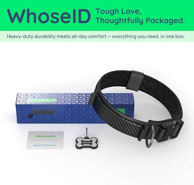 Tactical Dog Collar for Medium Large Dogs, with Leather Control Handle | Durable Metal Buckle, Soft Comfortable Padding, Adjustable, Military Heavy Duty Dog Collar for Large Dogs, Black