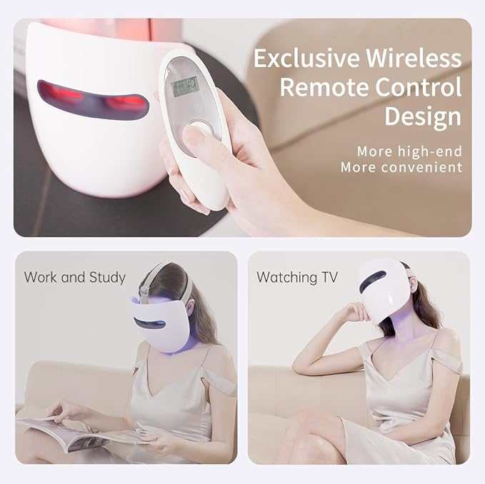Led Face Mask, Red Light Mask for Face, Infrared, Red & Blue Light Mask for Skin Care, Wrinkle Reduction, Wireless Face Mask. (Miracle MAX RB-030)