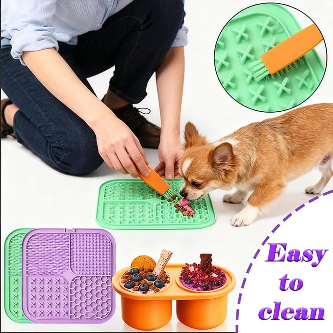 7.87" Dog&Cat Lick Mat with Suction Cup Set,Frozen Treat Toy for Dog