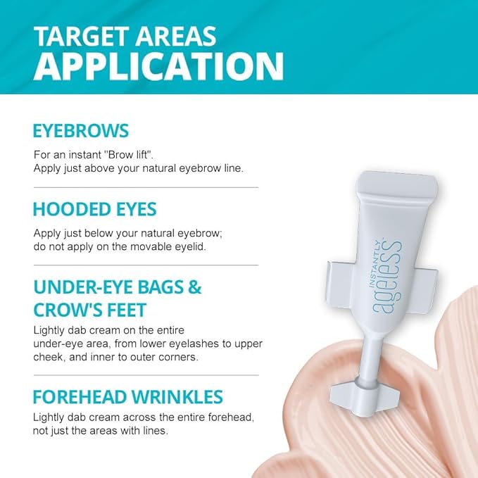 Instantly Ageless - Instant Face Lift Cream - Skin Care Anti Aging Face Cream - Wrinkle Tightener - Eye Cream For Puffiness and Bags Under Eyes - Facelift 15 Vials