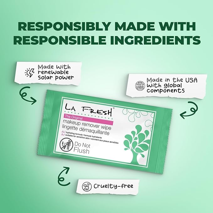 LA Fresh Makeup Remover Wipes with Vitamin E - Make up Remover for Face, Eyes, Lips - Face Travel Essentials - Case of 200ct Makeup Wipes