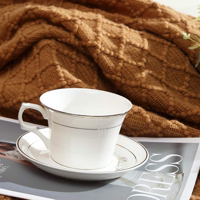 CREVENT Farmhouse Boho Knitted Throw Blanket for Couch Sofa Chair Bed Home Decoration, Soft Warm Cozy Light Weight for Spring Summer Fall (60''X80'' Brown)
