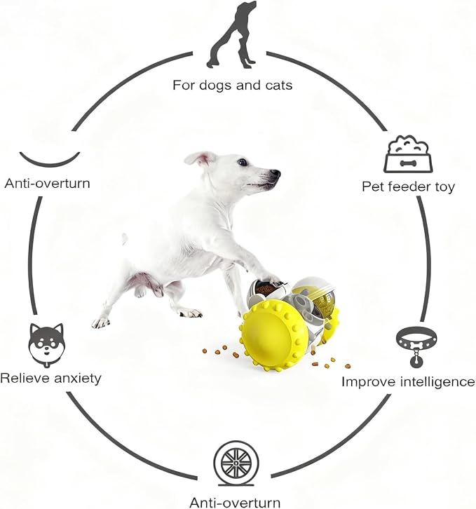 Interactive Dog Treat Dispenser for Slow Feeder (Yellow)