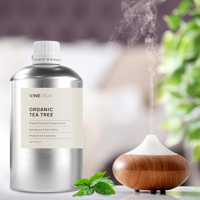 VINEVIDA Organic Tea Tree Essential Oil - Gallon, Pure, Undiluted, Vegan, Sustainable, Recyclable Aluminum Bottle