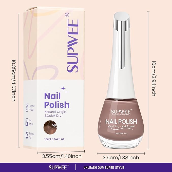 Brown Quick Dry Nail Polish, 16ml Air Fast Dry Regular Nail Polish Lacquer High Glossy Fall Finger Nail Manicure DIY Nail Art Salon Gift for Women Girl