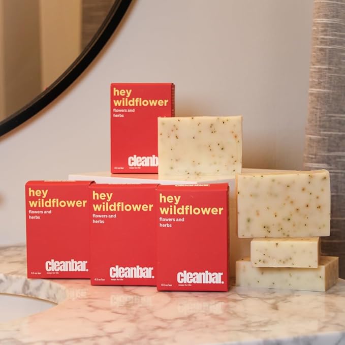 All-Natural Bar Soap - Hey Wildflower - Basil, Peppermint, Lemon, Spearmint, and Ylang-Ylang Exfoliating Bar Soap