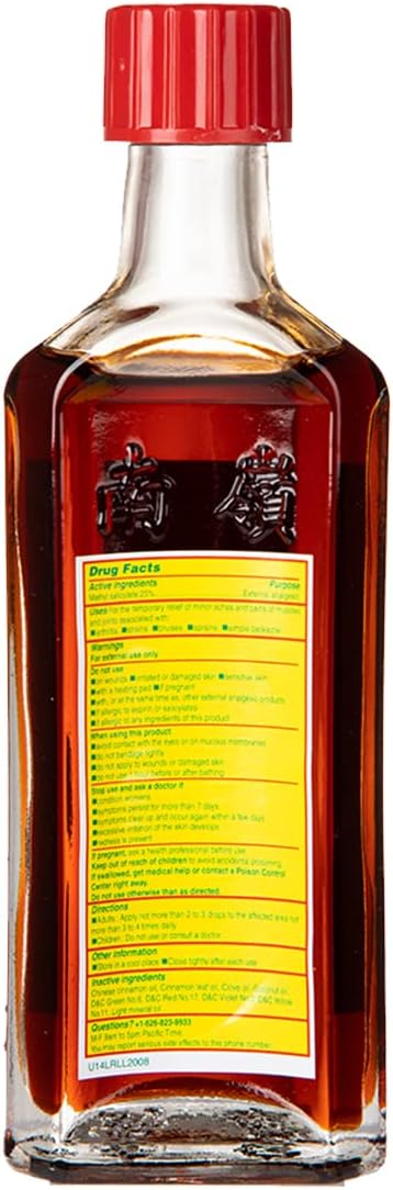 Ling Nam Hung FA Red Flower External Analgesic Oil, Simple Backache Strains Bruises Sprain, Authentic US Import 60ML (3)